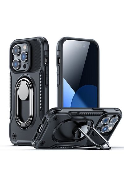 Joyroom Etui do iPhone 14 Pro pancerny pokrowiec z podstawką uchwytem ring holder czarne