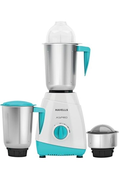 HAVELLS 500W Aspro Neo Mixer Grinder with 1.5L Liquidizing, 1.5L Wet and Dry, 0.4L Chutney Jar, Whit