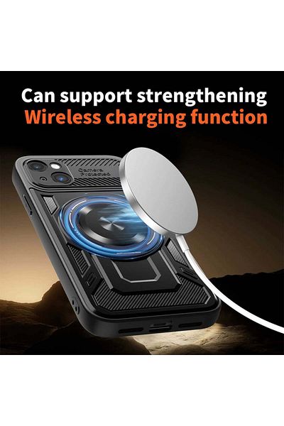 SKYDDAR INNOVATION Carcasă pentru iPhone 15, RuggedCam, inel magnetic rezistent la șocuri, set de autocolante, albastră