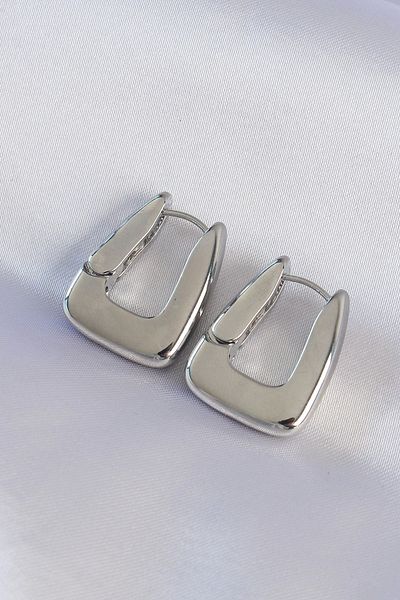 ALFA AKSESUAR 03 Brass Silver Color Thick Earrings - Tj-Bkp8979