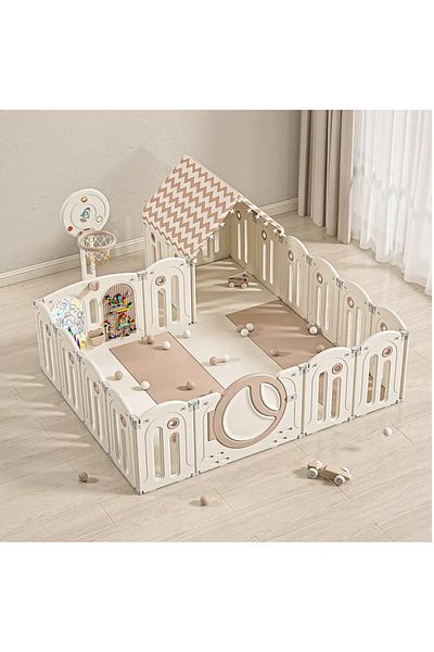 Nichiduta Garden Nichiduta Garden Moon House Coffee 200x160 cm playground fence with safety gate, play basket