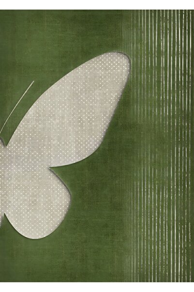 Harikabirev Amazing | Green-Grey Butterfly Wing Model 01 | Framed Tempered Glass Table Single Vertical