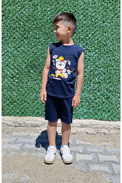 siyalife Boy's Soft Textured Compact Fabric Sleeveless Summer T-Shirt and Shorts Set