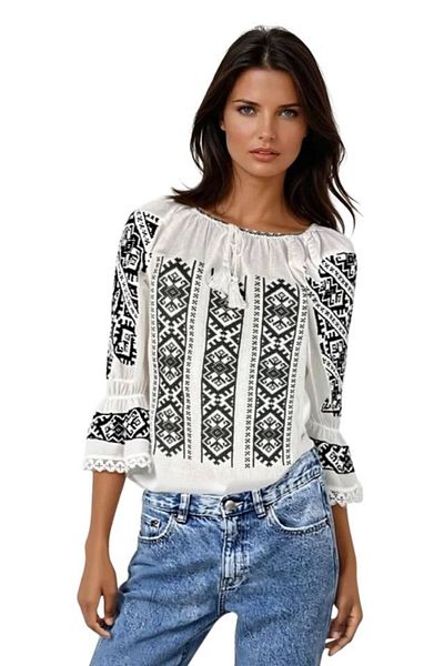 rody's forever Women's blouse type ie 257 white/black mahogany, size L