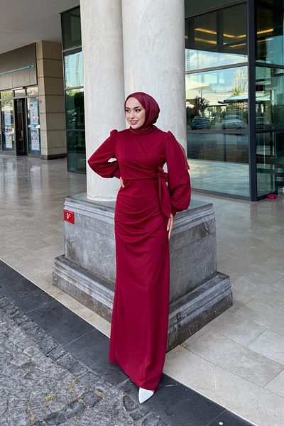 Tarzım Tuba Sahra Side Tie Scuba Hijab Dress
