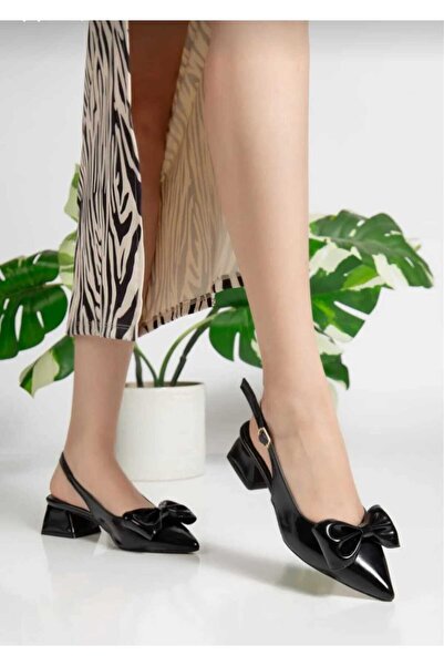 Dubais Shoes Sivri Burun Fiyonk Detay Kadın Topuklu Ayakkabı