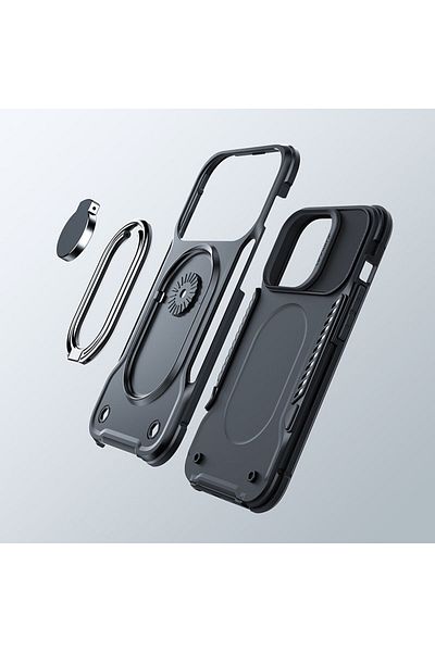 Joyroom Etui do iPhone 14 Pro pancerny pokrowiec z podstawką uchwytem ring holder czarne