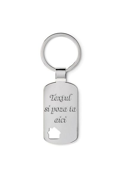 Noble Elegant Metal Keychain Shaped Like a House, Laser-Engraved with Photo and Text
