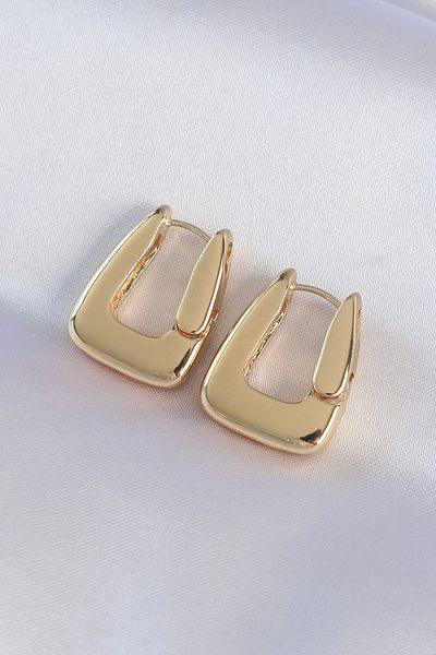 ALFA AKSESUAR 03 Brass Gold Color Thick Earrings - Tj-Bkp8978