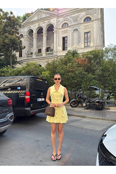 Melike Bakar Boutique Candy Gold Düğmeli Elbise