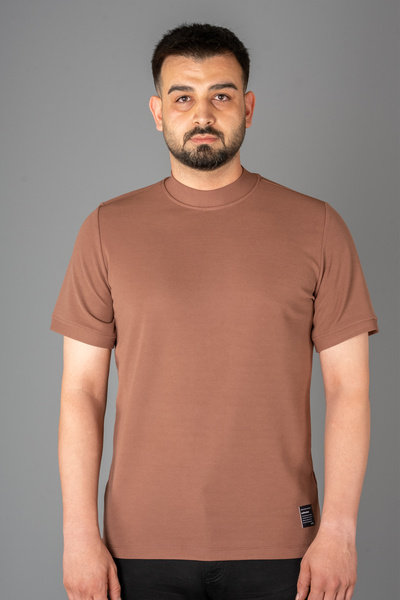 ZEKİ ÖZER Ανδρικό μαλακό μπλουζάκι Zeki Özer Dusty Rose Half-Neck