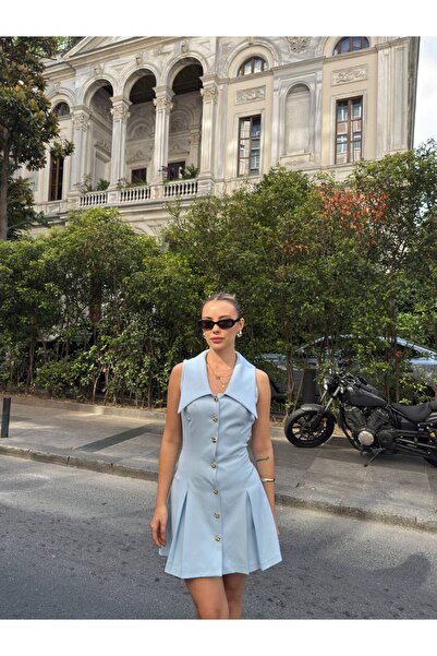 Melike Bakar Boutique Candy Gold Düğmeli Elbise