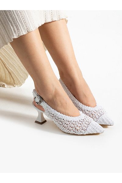 ALEMDAR AYAKKABI Vox White Lace Heeled Women's Shoes