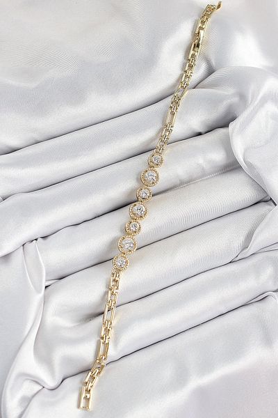 NETWORK ART Bfs Xuping Brass Row Circle Baguette Model Gold Color Women's Bracelet