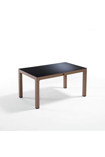 Novussi Wood Masa 90x150 Noktalı Seginus Camlı Masa (Çöl Kahve-Kahve)