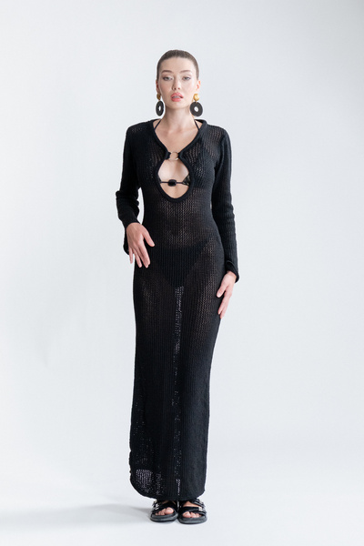 SEPANU COLLECTION Kadın Siyah Uzun Plaj Elbisesi