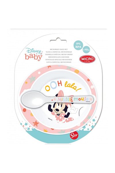 Minnie Mouse 2-piece breakfast set, bowl and spoon, multicolor, Minnie Mouse