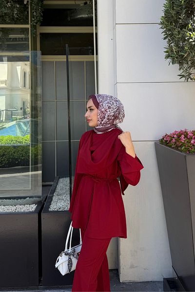 Tarzım Tuba Loose Hijab Suit with Draped Front