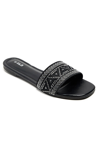 R&B Black LADIES FASHION FLAT SANDALS 36-41