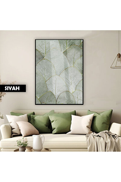 Harika bir ev HARİKABİREV|YEŞİL OKALİPTUS DESEN ELEGANT MODEL |ÇERÇEVELİ TEMP...