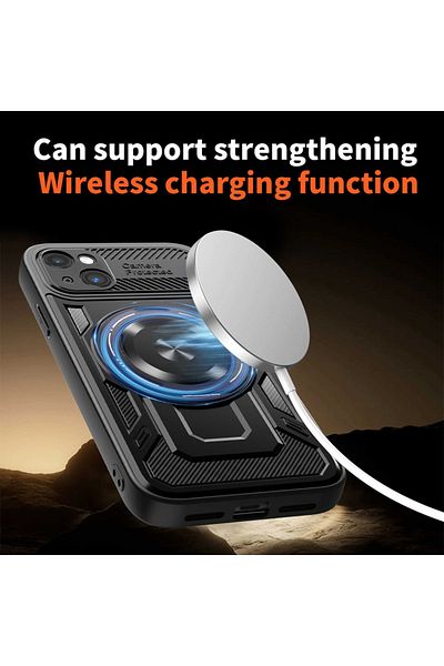 SKYDDAR INNOVATION Case for IPhone 15, RuggedCam, Shockproof magnetic ring, sticker set, Gray