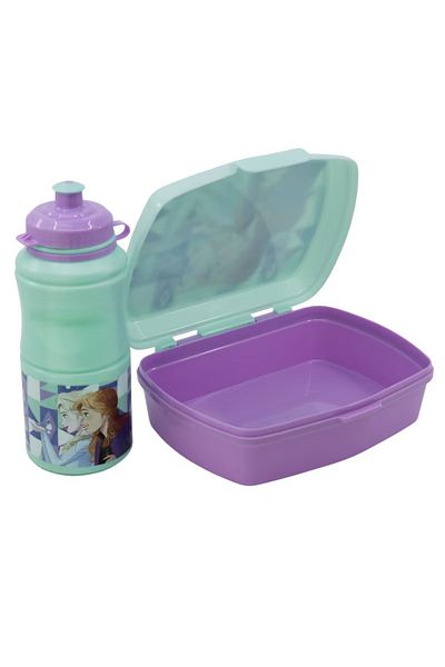 Frozen Set of 400 ml water bottle and sandwich box, multicolor, plastic, BPA free, Ice Magic,