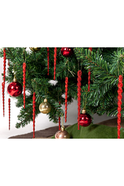 AMS Set of 30 Christmas decorations, red, plastic, 13 cm