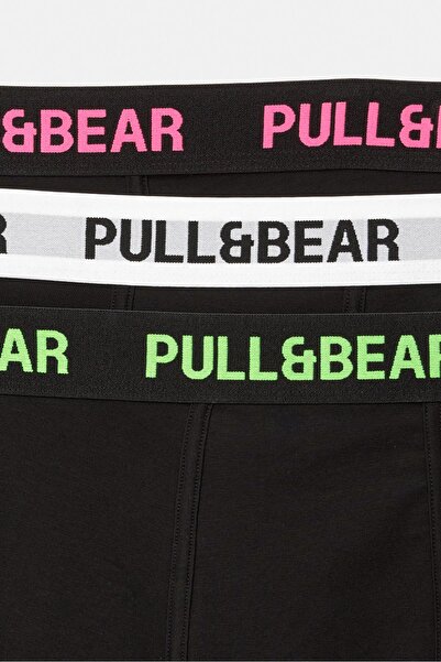 Pull & Bear 3'lü flüor belli siyah boxer paketi