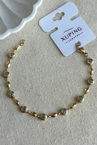 Modacaprea Xuping 14 K Yuvarlak Zincir Kadın Bileklik – 18 cm | Altın Renkli Xuping Bileklik Takı