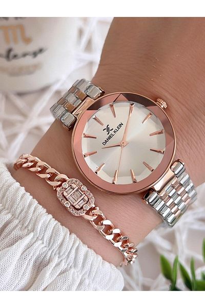 Daniel Klein Steel Cord 3 Atm Water Resistant Special Design Women Wrist Watch+Bracelet Vs.Blkt.0485