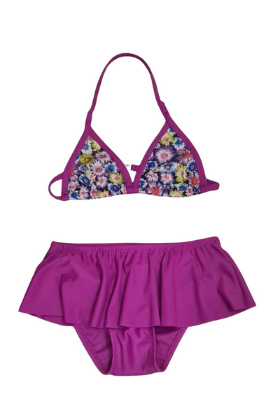 Glowzia Purple Floral Girl's Bikini Set