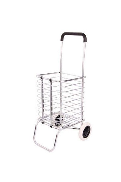 huitich Factory Folding Shopping Trolley Cart – 2-Wheel Aluminum Pull Cart 30×30×40 cm Silver