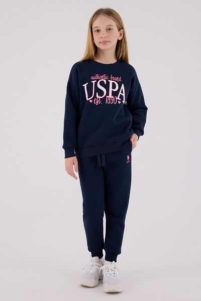 U.S. Polo Assn. Licensed Girls' Top and Bottom 2 Piece Tracksuit Set