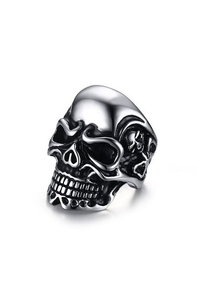 JustZEN Men's Ring, JustZEN, Skeleton, Stainless Steel, Size 10, Silver, Rock-Punk Look