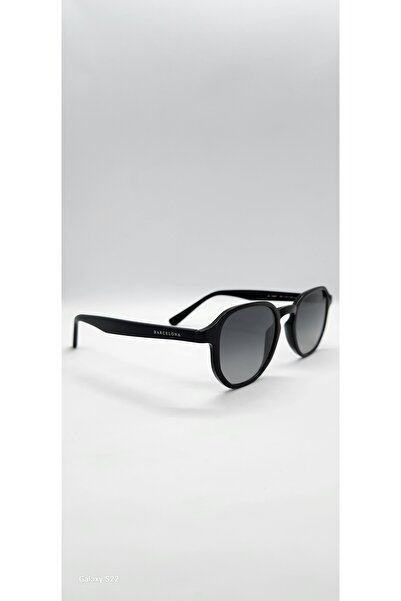 Barcelona Geometric Model Black Unisex Sunglasses