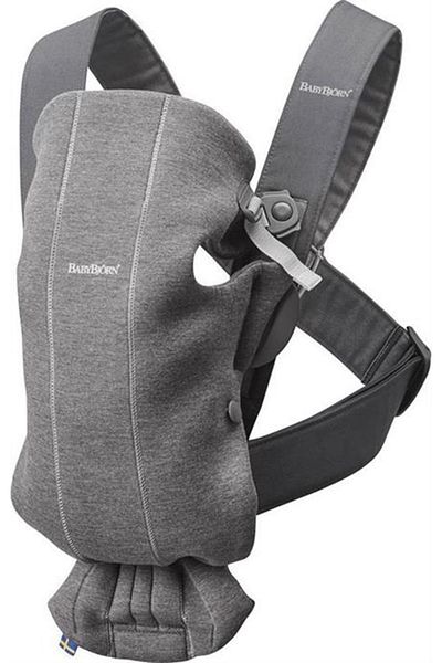 BabyBjörn BabyBjorn - Mini Anatomical Baby Carrier, with Multiple Carrying Positions – Dark Grey, 3D Jersey