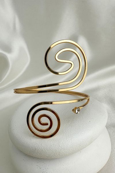 Modex Gold Color Spiral Form Stone Detail Adjustable Arm Accessory (Diameter: 9cm)