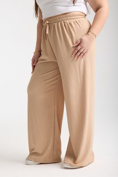 ZİYMO Women's Plus Size Rubber Waist Tubular Palazzo Pants