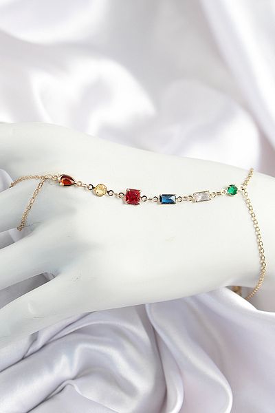 Clariss Brass Colored Zircon Stone Y Model Gold Color Women's Shahmeran