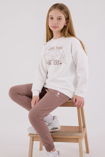 U.S. Polo Assn. Licensed Girls' Top and Bottom 2 Piece Tracksuit Set