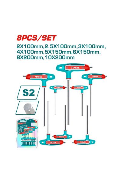 TOTAL Total 8pcs/set T-Handle Hex Key Set Thhw80816
