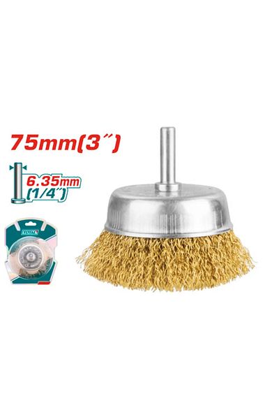 TOTAL Total Tac33031 3" Yellow Wire Drill Cup Brush