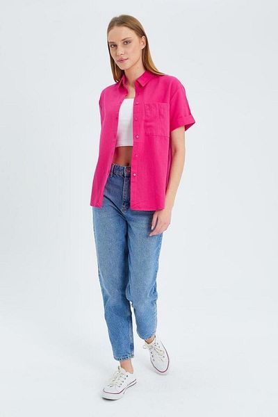Mixray 3950 Cămașă Oxford cu mânecă scurtă pentru femei, fucsia