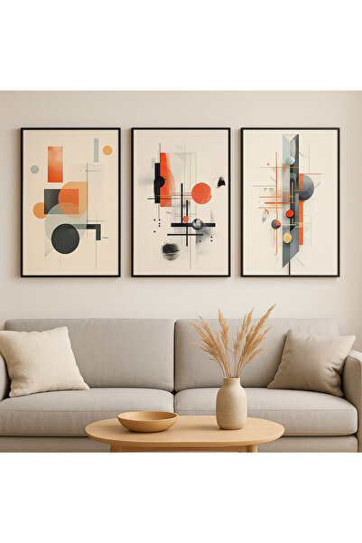 seninürünün Orbit - Pictură modernă din 3 piese cu imprimare pe tablă adevărată, cu cadru metalic din aluminiu negru