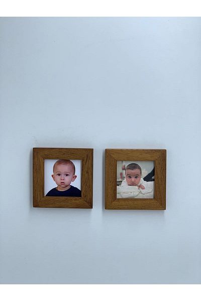 NO:ON AHŞAP Solid Iroko or Pine Wood Handmade Wooden Double Dark Color Photo Frame