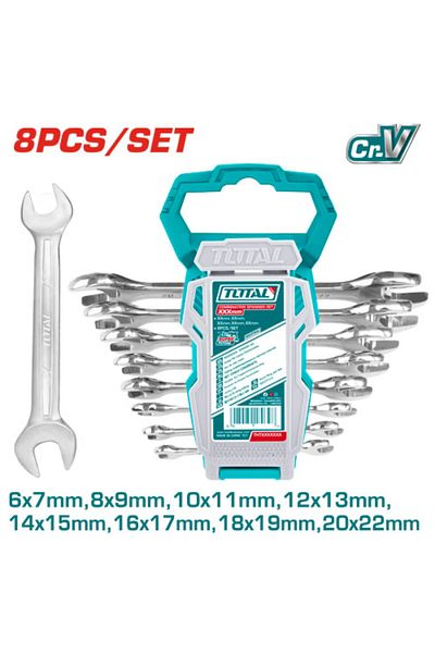 TOTAL Total 8pcs/set Double Ended Open End Wrench Set Tht102386