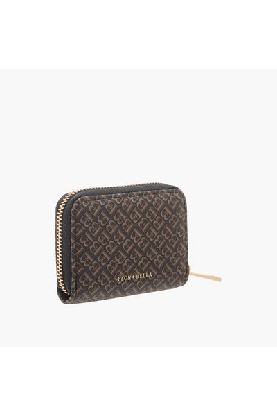 Flora Bella by Shoexpress Monogram Print Wallet with Zip Around Closure