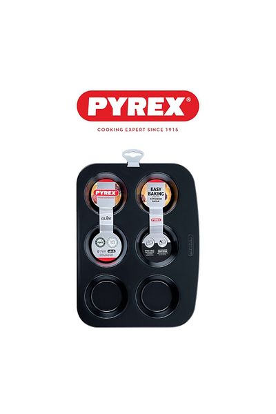 Pyrex Glide 6-Cup Muffin Tray – PFAS-Free Non-Stick Bakeware for Perfect Muffins & Cupcakes