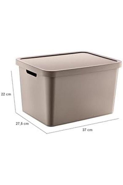 Mena Rise Şirinshop Set of 4 Stafi Multi-Purpose Box with Lid Terra 18 Lt - Beige, Multi-Purpose Box with Lid