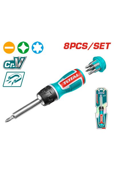TOTAL Screwdriver with 8pcs/set heads Total Tacsd30086